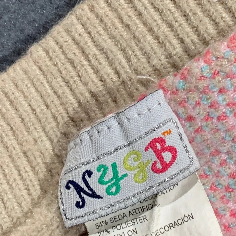NYGB Pink Elephant Polka Dot Knit Baby Blanket Tan Ribbed‎ Trim 30x26 Nursery